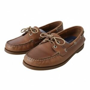 Sperry Mens Boat Shoes Brown Leather Plaid Lining Authentic Original 8.5M